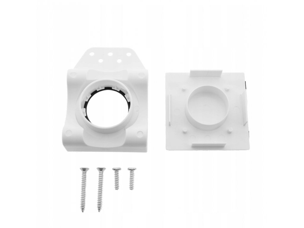 Zásuvkový komplet SQUARE (9x9 cm) - Biela vysávačová zásuvka vrátane stenovej základne.