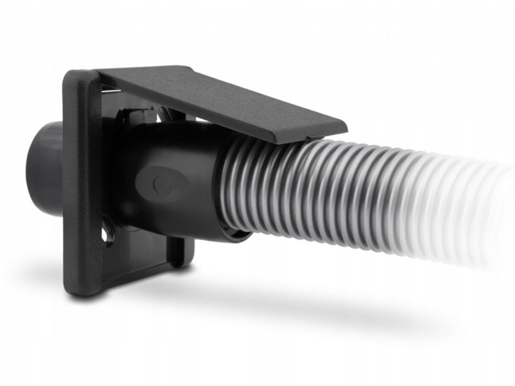 Zásuvkový komplet SQUARE (9x9 cm) - Černá vysavačová zásuvka včetně stěnové základny.