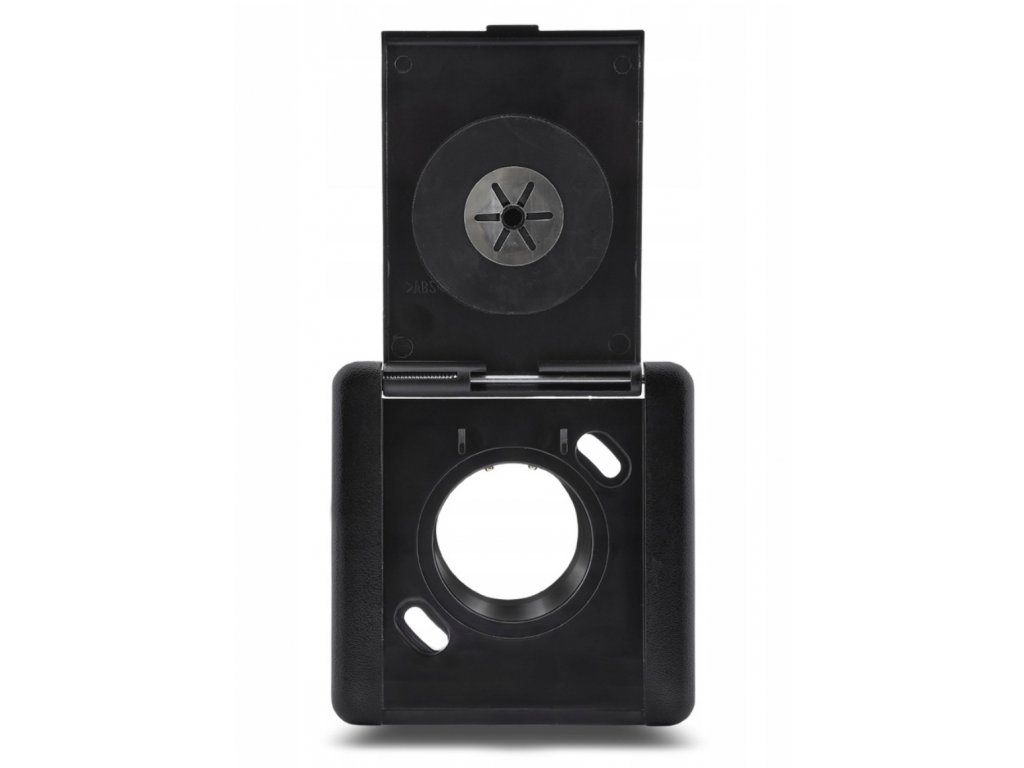 Zásuvkový komplet SQUARE (9x9 cm) - Černá vysavačová zásuvka včetně stěnové základny.