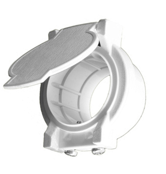 Vysávačová zásuvka nástenná - biela, určené na povrchovú montáž.