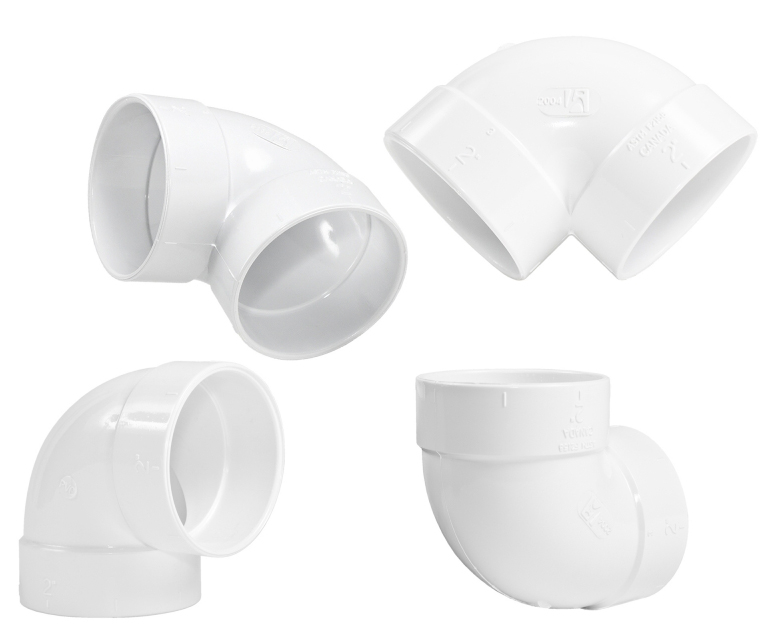 Ostré koleno 90 ° s nepriľnavým povrchom.