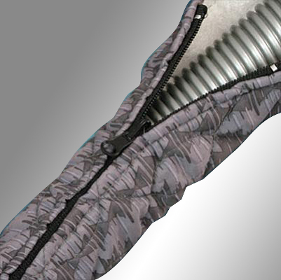 Ochranný návlek na saciu hadicu so zipsom - polstrovaný, dĺžka 9,6 m (sivá).