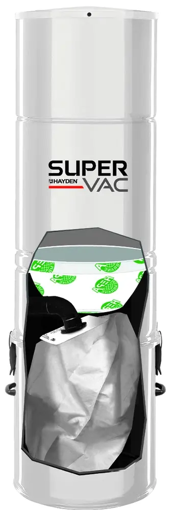 Centrálny vysávač HAYDEN 80 Super Vac + Sada príslušenstva ELITE s hadicou 9,1 m (12 ks), Inštalačná sada potrubia: 33 m - 6x zásuvka.