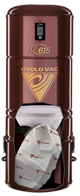 Centrálny vysávač Cyclovac HX615 (712 AW) + Sada príslušenstva STANDARD s hadicou 9,1 m (10 ks), Inštalačná sada potrubia: 24 m - 4x zásuvka. Záruka 15 rokov.