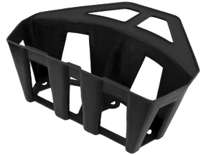 Vešiak na hadicu stenový s košíkom na uloženie príslušenstva.