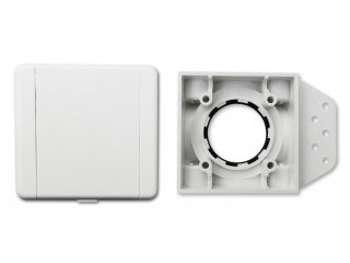 Zásuvkový komplet SQUARE (9x9 cm) - Biela vysávačová zásuvka vrátane stenovej základne.