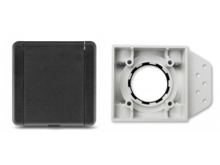 Zásuvkový komplet SQUARE (9x9 cm) - Černá vysavačová zásuvka včetně stěnové základny.