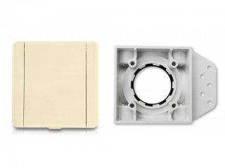 Zásuvkový komplet SQUARE (9x9 cm) - Mandlová vysavačová zásuvka včetně stěnové základny.