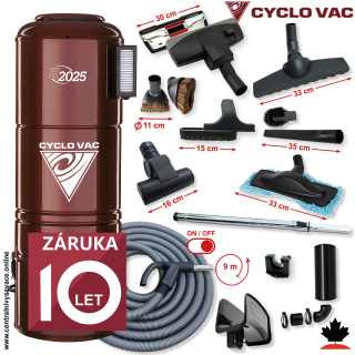 Centrálny vysávač CYCLOVAC H2025 (750 AW) + Sada príslušenstva ELITE s hadicou 9,1 m (12 ks). Záruka 10 rokov.