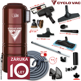 Centrálny vysávač CYCLOVAC H725 (710 AW) + Sada príslušenstva PREMIUM s hadicou 9,1 m (11 ks). Záruka 10 rokov.