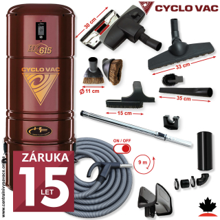 Centrálny vysávač CYCLOVAC HX615 (712 AW) + Sada príslušenstva STANDARD s hadicou 9,1 m (10 ks). Technológia DATASYNC. Záruka 15 rokov.