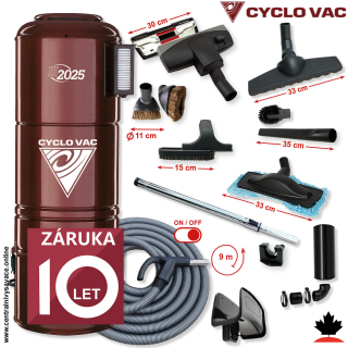 Centrálny vysávač CYCLOVAC H2025 (750 AW) + Sada príslušenstva PREMIUM s hadicou 9,1 m (11 ks). Záruka 10 rokov.