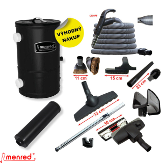 Centrálne vysávače MENRED CVS 1200 + Sada príslušenstva pre centrálne vysávanie STANDARD s hadicou 9,1 m (10 ks).