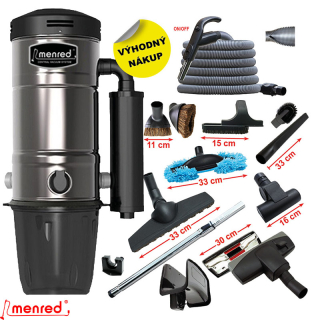 Centrálne vysávače MENRED CVS-1800BP Plus (700 AW) + Sada príslušenstva ELITE so sacou hadicou 9,1 m ON/OFF (12 ks).