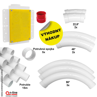 Sada potrubných dielov (15 m) - na inštaláciu skrytej hadice v stene Retraflex 12 m, určenej na centrálne vysávanie